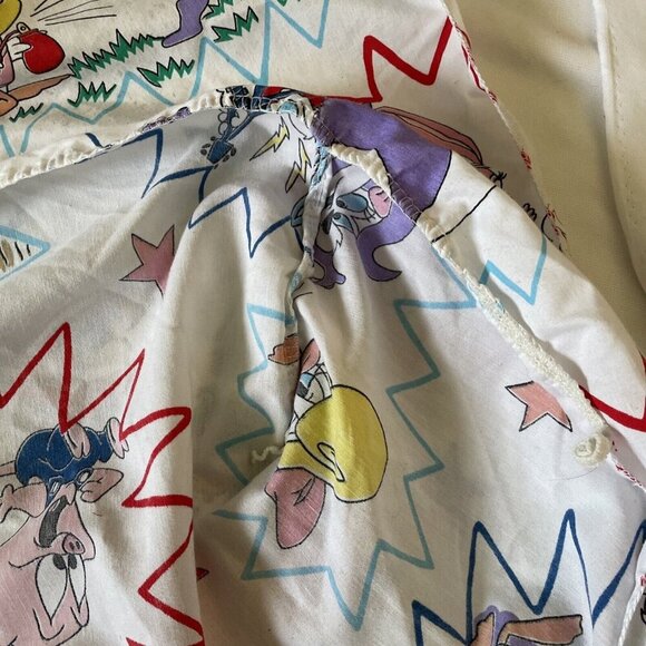 Vintage Tiny Toon Adventures 1990 Cartoon Twin Flat Sheet Cutter Fabric - Picture 12 of 13